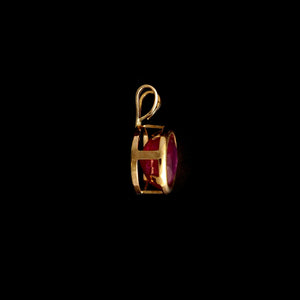 9ct Yellow Gold Round Treated Ruby Pendant (7mm) - Optional Chain