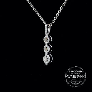 Sterling Silver & Swarovski Zirconia Tapering Trilogy Pendant Necklace