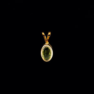 9ct Yellow Gold Oval Peridot Pendant (6mm x 4mm) - Optional Chain