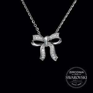 Sterling Silver & Swarovski Zirconia Pavé Bow Pendant Necklace