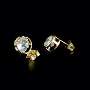 9ct Yellow Gold Round CZ Stud Earrings (7mm)