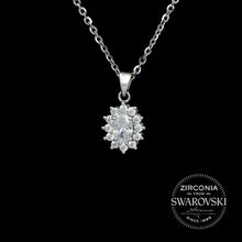 Load image into Gallery viewer, Sterling Silver &amp; Swarovski Zirconia Oval Cut Cluster Pendant Necklace
