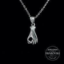 Load image into Gallery viewer, Sterling Silver &amp; Swarovski Zirconia Hand Solitaire Pendant Necklace
