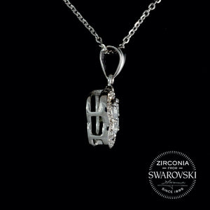 Sterling Silver & Swarovski Zirconia Art Deco Vintage Pendant Necklace