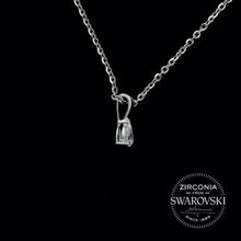 Load image into Gallery viewer, Tiny Sterling Silver &amp; Swarovski Zirconia Pear Cut Solitaire Pendant Necklace
