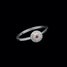 Load image into Gallery viewer, 9ct White Gold 0.13ct Ruby &amp; Diamond Cluster Ring (Size M½)
