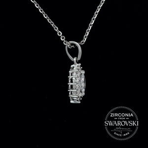 Sterling Silver & Swarovski Zirconia Marquise Cut Cluster Pendant Necklace