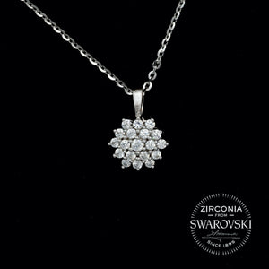 Sterling Silver & Swarovski Zirconia Round Cluster Pendant Necklace