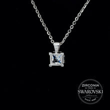 Load image into Gallery viewer, Sterling Silver &amp; Swarovski Zirconia Princess Cut Solitaire Pendant Necklace
