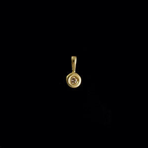 9ct Yellow Gold Rubover Set Solitaire Diamond Pendant (0.05ct) - Optional Chain