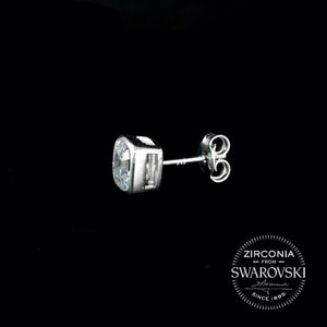 Silver & Swarovski Zirconia Cushion Cut Solitaire Stud Earrings: Gents or Pair