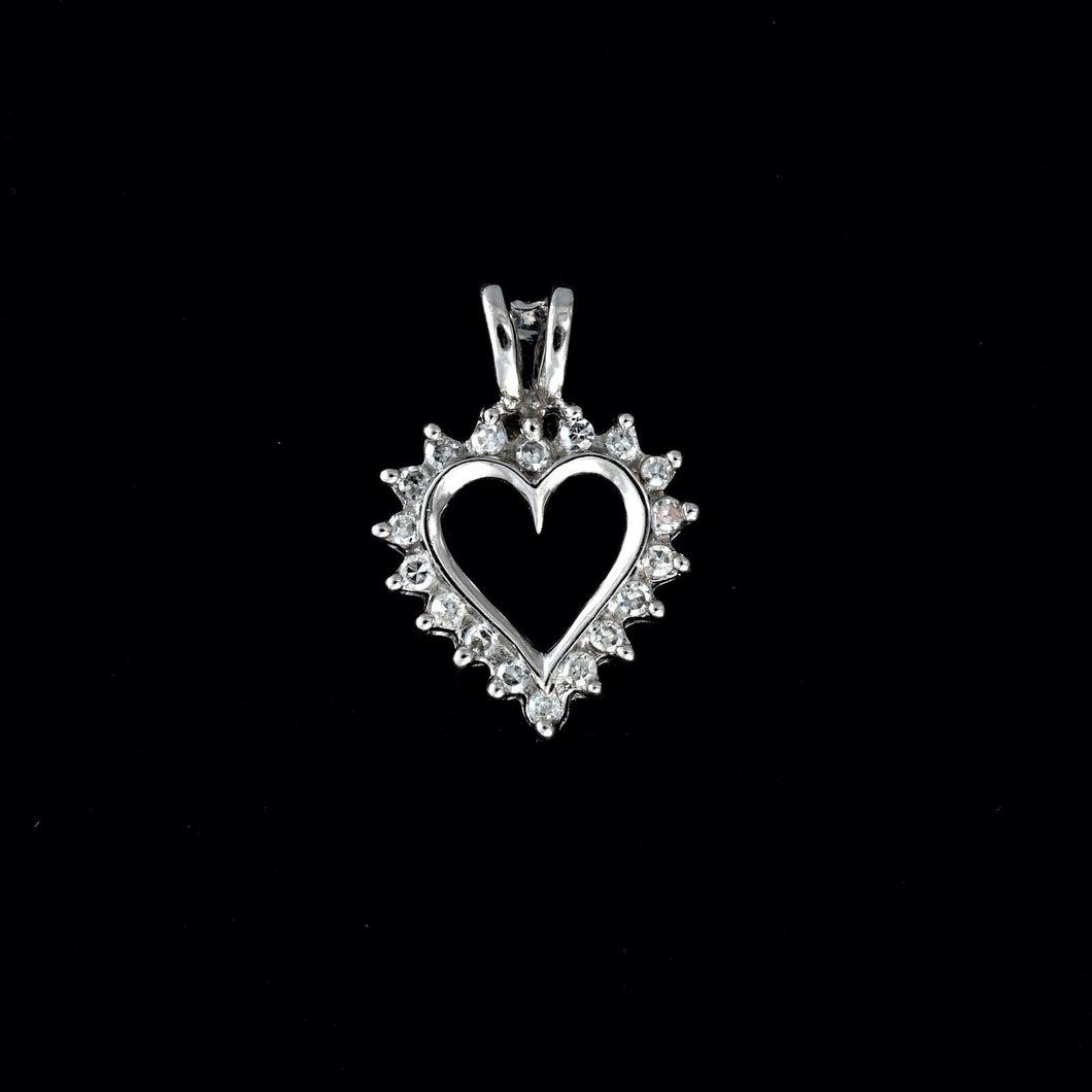9ct White Gold Diamond Heart Pendant (0.15ct)