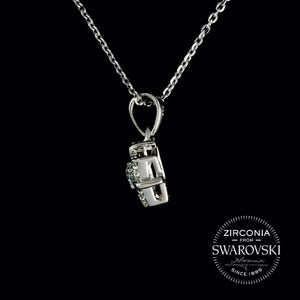 Sterling Silver & Swarovski Zirconia Art Deco Cluster Pendant & Chain Necklace