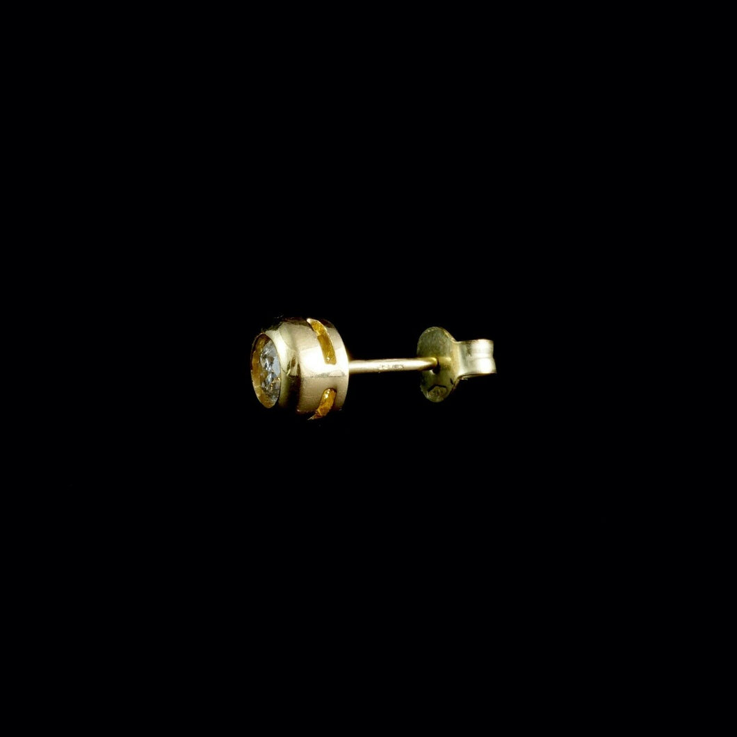 18ct Yellow Gold Rubover Solitaire Diamond Gents Stud Earring (0.30ct)