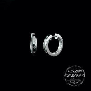 Sterling Silver & Swarovski Zirconia Huggie Hoop Earrings