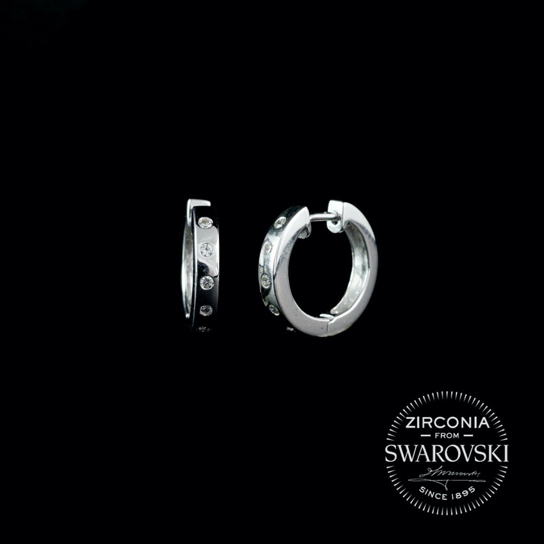 Sterling Silver & Swarovski Zirconia Huggie Hoop Earrings