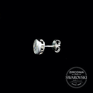 Sterling Silver & Swarovski Zirconia Oval Solitaire Stud Earrings: Gents or Pair