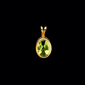 9ct Yellow Gold Oval Peridot Pendant (8mm x 6mm) - Optional Chain