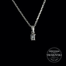 Load image into Gallery viewer, Sterling Silver &amp; Swarovski Zirconia Emerald Cut Solitaire Pendant Necklace
