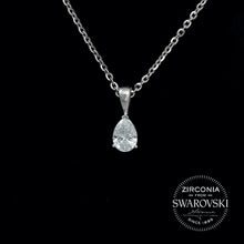 Load image into Gallery viewer, Sterling Silver &amp; Swarovski Zirconia Pear Cut Solitaire Pendant Necklace
