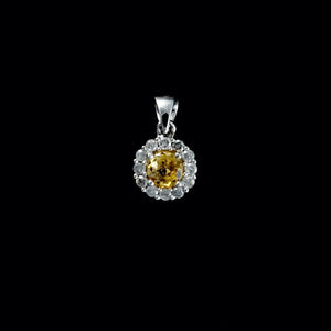 9ct White Gold Citrine & Diamond Pendant (0.32ct)