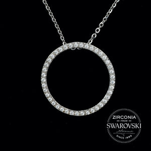 Sterling Silver & Swarovski Zirconia Large Halo Pendant Necklace