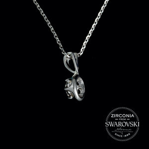 Sterling Silver & Swarovski Zirconia Vintage Cluster Pendant Necklace