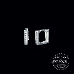 Sterling Silver & Swarovski Zirconia Square Huggie Hoop Earrings