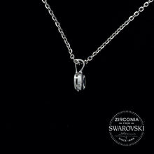 Load image into Gallery viewer, Tiny Sterling Silver &amp; Swarovski Zirconia Oval Cut Solitaire Pendant Necklace
