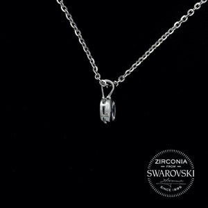Tiny Sterling Silver & Swarovski Zirconia Oval Cut Solitaire Pendant Necklace
