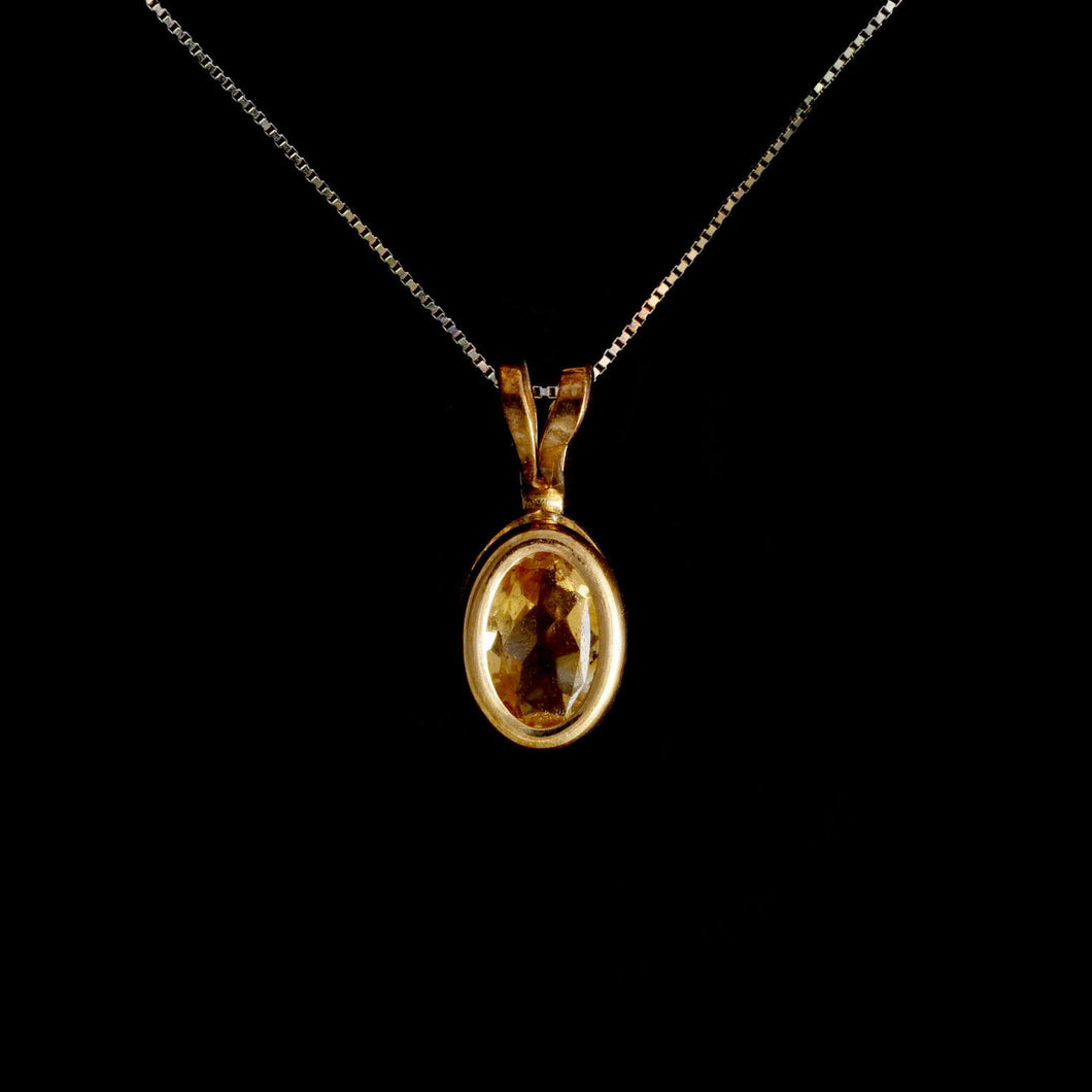 9ct Yellow Gold Oval Citrine Pendant (6x4mm) - Optional Chain