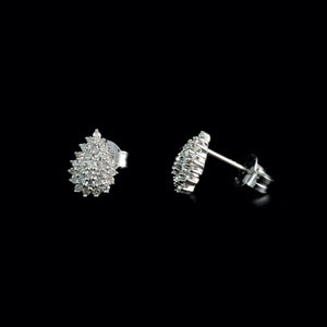 9ct White Gold Pear Shaped Diamond Cluster Stud Earrings (0.25ct)