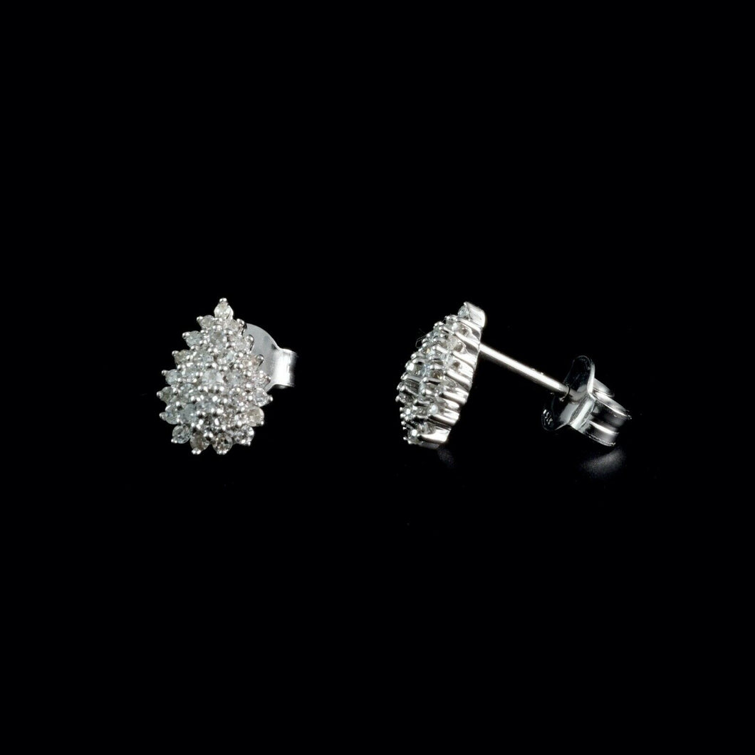 9ct White Gold Pear Shaped Diamond Cluster Stud Earrings (0.25ct)