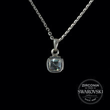 Load image into Gallery viewer, Sterling Silver &amp; Swarovski Zirconia Cushion Cut Solitaire Pendant Necklace
