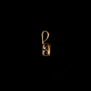 9ct Yellow Gold Round Amethyst Pendant (4mm) - Optional Chain