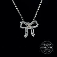 Load image into Gallery viewer, Sterling Silver &amp; Swarovski Zirconia Pavé Bow Pendant Necklace

