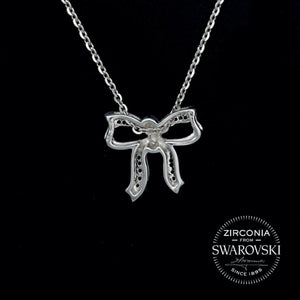 Sterling Silver & Swarovski Zirconia Pavé Bow Pendant Necklace