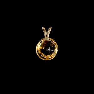 9ct Yellow Gold Round Citrine Pendant (7mm) - Optional Chain