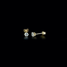 Load image into Gallery viewer, 9ct Yellow Gold 3mm Solitaire Light Purple CZ Stud Earrings - Gents or Pair
