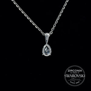 Sterling Silver & Swarovski Zirconia Pear Cut Solitaire Pendant Necklace