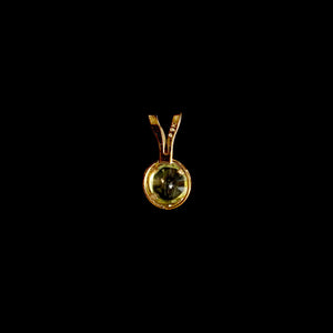 9ct Yellow Gold Round Peridot Pendant (4mm) - Optional Chain