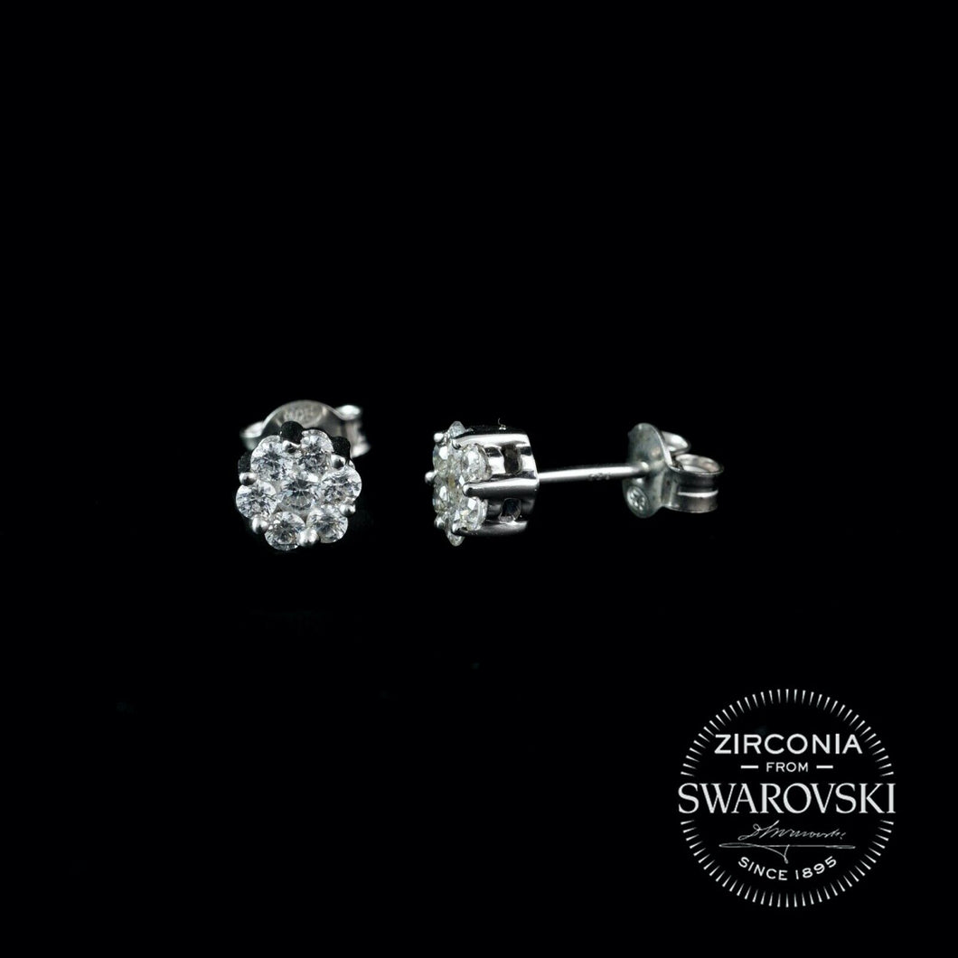 Sterling Silver & Swarovski Zirconia Cluster Stud Earrings