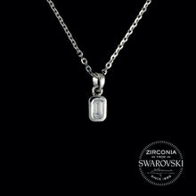 Load image into Gallery viewer, Sterling Silver &amp; Swarovski Zirconia Emerald Cut Solitaire Pendant Necklace
