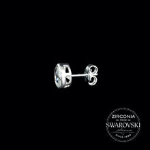 Load image into Gallery viewer, Silver &amp; Swarovski Zirconia Pear Cut Solitaire Stud Earrings: Gents or Pair
