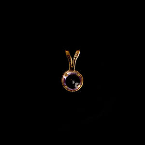 9ct Yellow Gold Round Amethyst Pendant (4mm) - Optional Chain