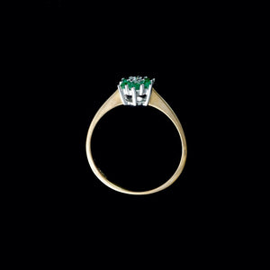 9ct Yellow Gold 0.04ct Diamond & Emerald Cluster Ring (Size N)