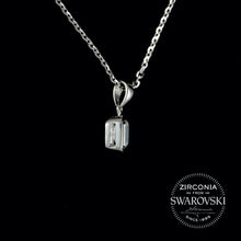 Load image into Gallery viewer, Sterling Silver &amp; Swarovski Zirconia Emerald Cut Solitaire Pendant Necklace

