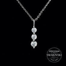 Load image into Gallery viewer, Sterling Silver &amp; Swarovski Zirconia Tapering Trilogy Pendant Necklace
