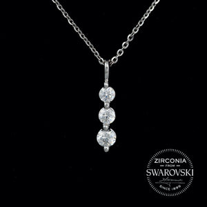 Sterling Silver & Swarovski Zirconia Tapering Trilogy Pendant Necklace