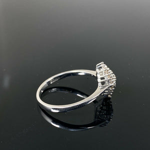9ct White Gold 0.25ct Marquise-Shaped Cluster Diamond Ring (Size P)